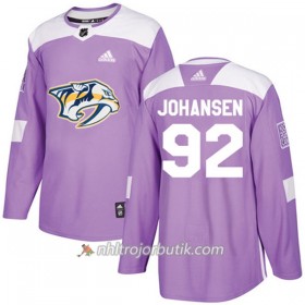 Män Ishockey Nashville Predators Tröja Ryan Johansen 92 Adidas 2017-2018 Lila Fights Cancer Practice Authentic